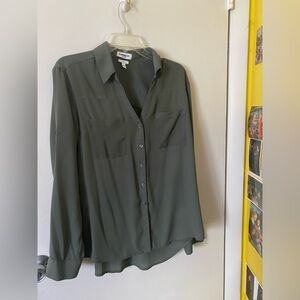 Express Portofino Gray Button-Down Blouse